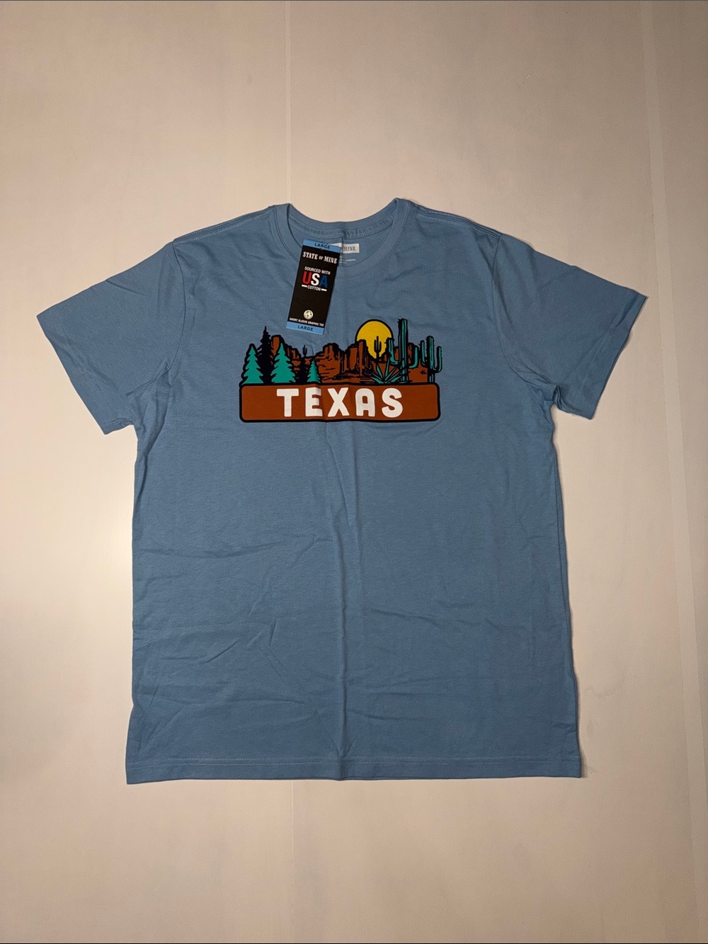 State of Mine Men’s Light Blue Texas Graphic Tee Shirt